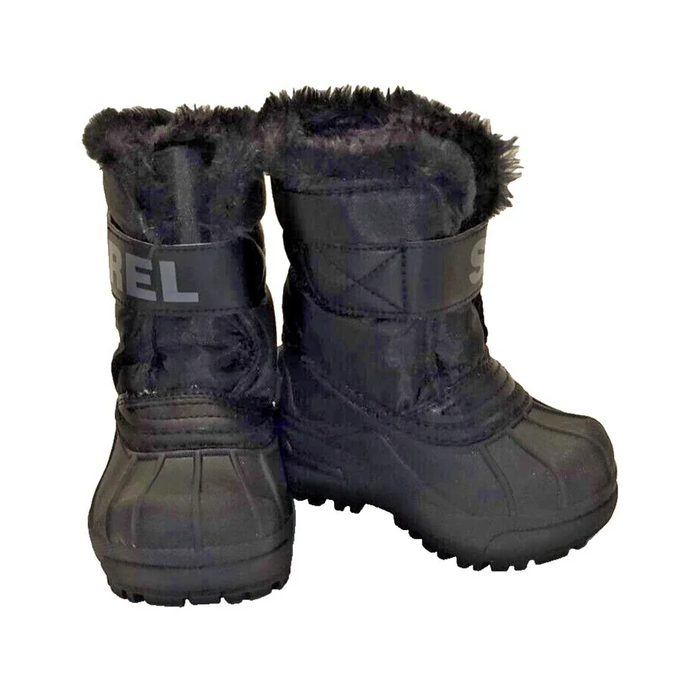 Sorel Snow‎ Commander Girls Youth Winter Snow Boots Black Fur Lined Size 6